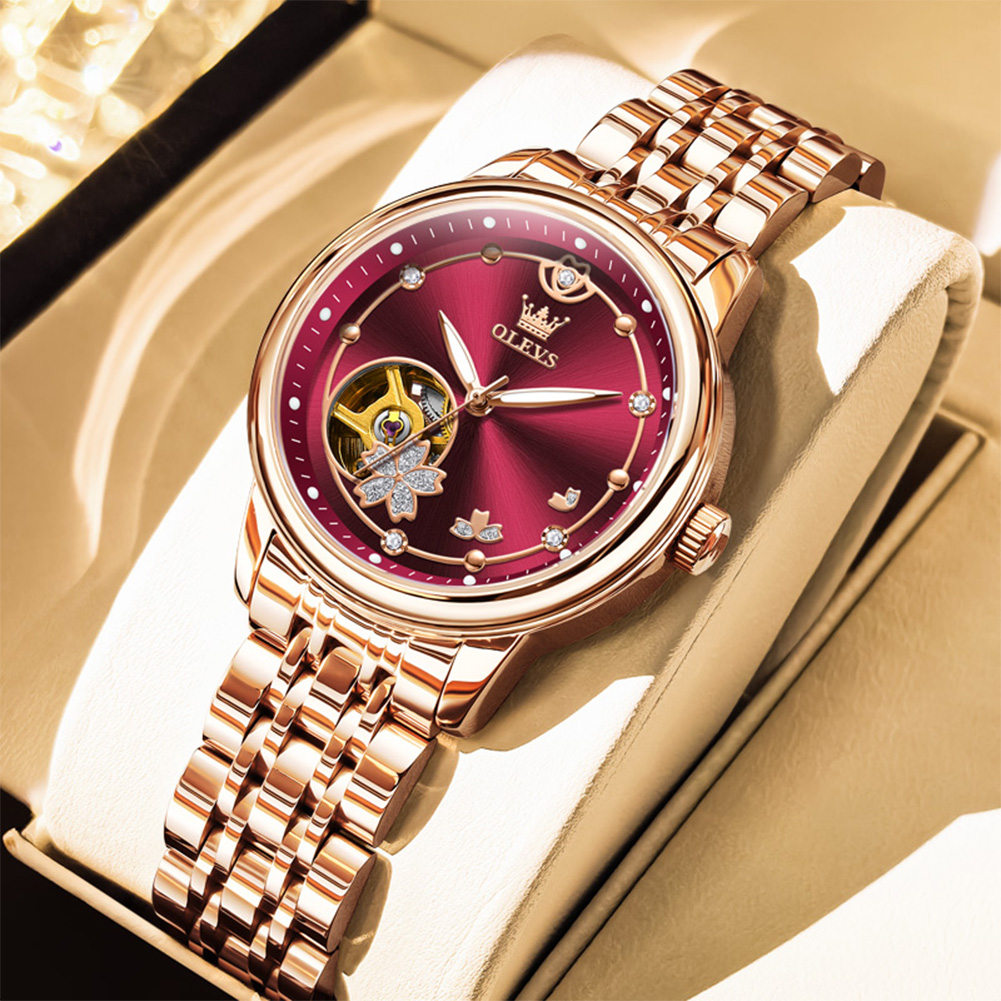 Push Button Tactile - Rose Gold Wine Red Luxury Casual