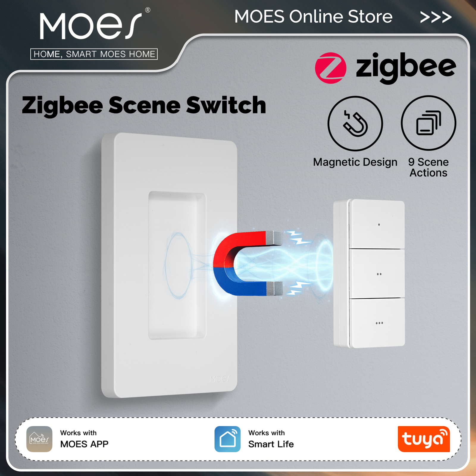 Push Button Tactile - MOES Tuya Zigbee Smart Wireless Scene