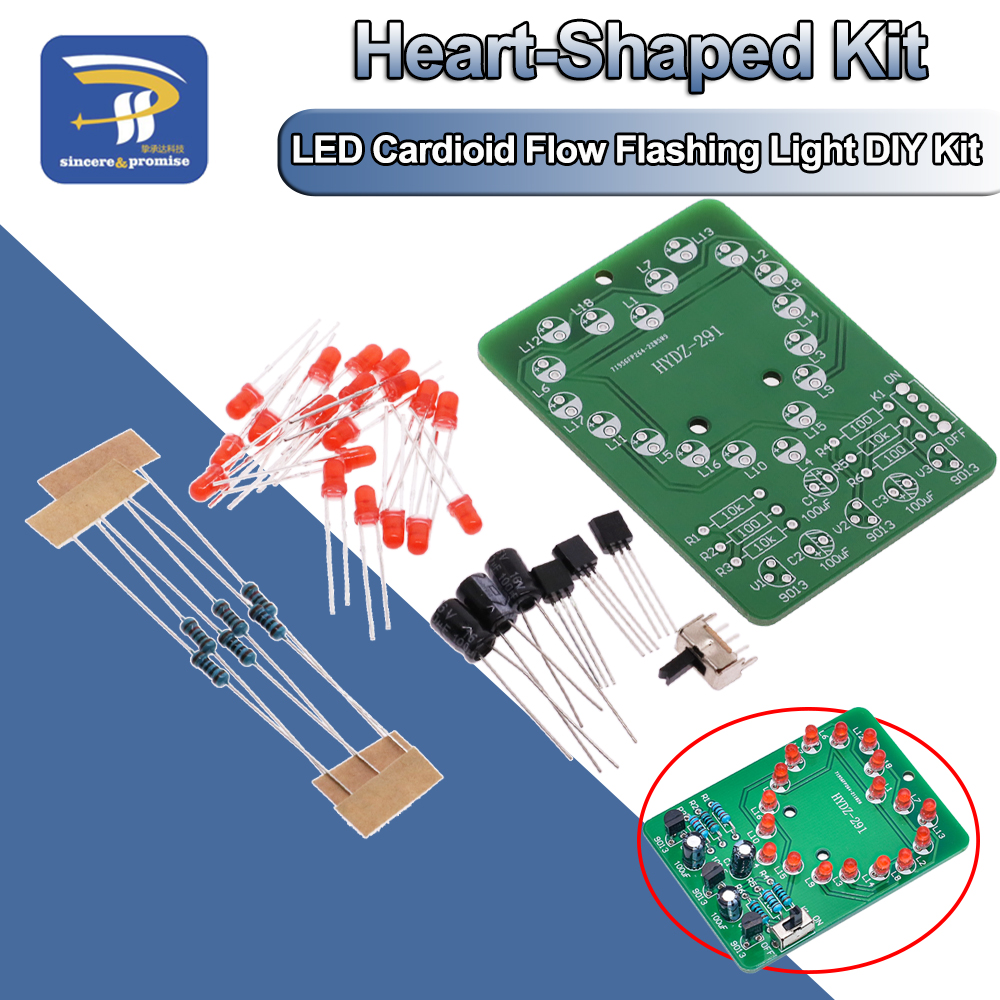 Diy Electronics Learning Kit - Đèn LED Hình Trái Tim Chạy