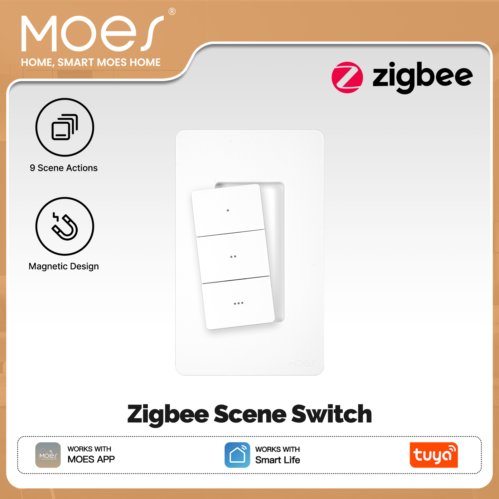 MOES Tuya Zigbee Smart Wireles - đánh giá và giá Push Button Tactile